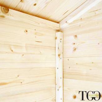 Holzhütte 1,5x1,5 m für Gartengeräte mit einzelner verglaster Tür 146x146 cm