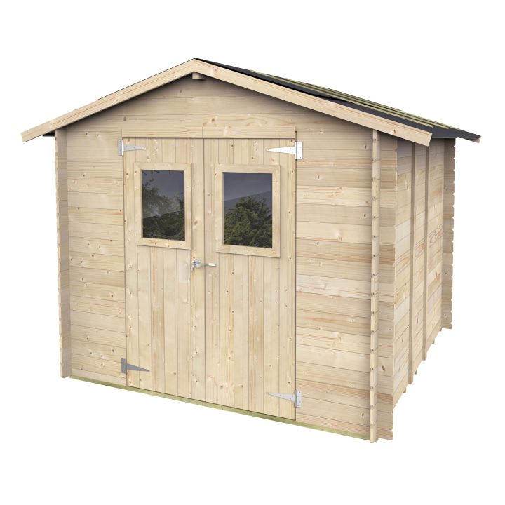 Gerätehaus Jack aus Holz, 2,5 x 2,5 m, Doppeltür mit Fenster, 248 x 248 cm
