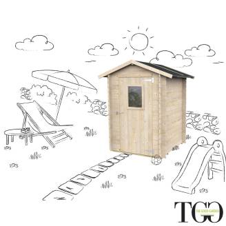 Holzhütte 1,5x1,5 m für Gartengeräte mit einzelner verglaster Tür 146x146 cm