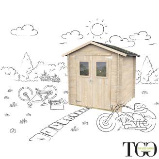 Holzhütte 2x2 für Gartengeräte Jack mit doppelter verglaster Tür