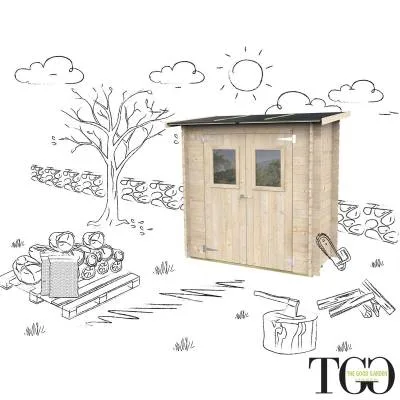 Anlehn-Gerätehaus Jack aus Holz, 2 x 1 m, Doppeltür mit Fenster, 198 x 98 cm