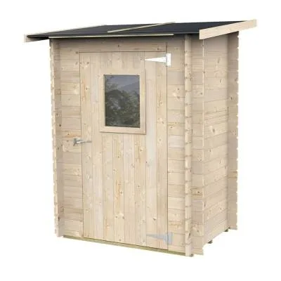 Anlehn-Gerätehaus Jack aus Holz, 1,5 x 1 m, Einzeltür mit Fenster