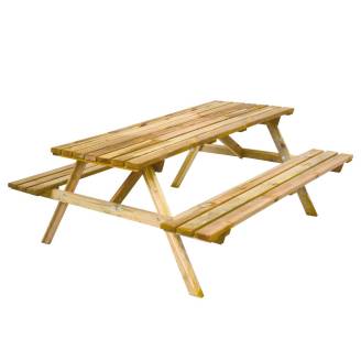Biergarten-Set Picknicktisch mit Holzbank Happytime 25 mm für Garten und Terrasse, 180 x 150 x 70 cm