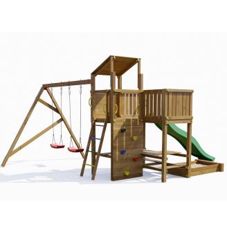 Holzspielplatz Playland JoyHop TGG Play mit Rutsche, Schaukel und Picknicktisch