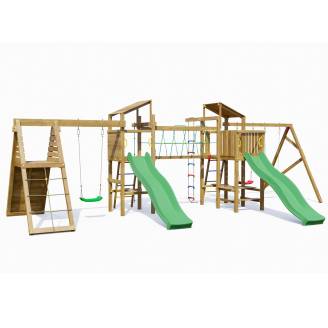 Holzspielplatz Playland BigFun TGG Play mit 3 Schaukeln, 2 Rutschen, Sandkasten, Klettergerüst und Picknicktisch