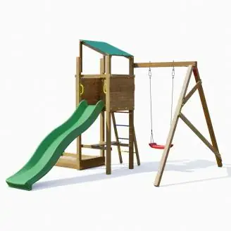 Playland Sunny TGG Play Holzspielplatz mit Rutsche, Schaukel und Sandkasten