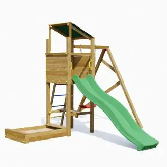 Playland Sunny TGG Play Holzspielplatz mit Rutsche, Schaukel und Sandkasten