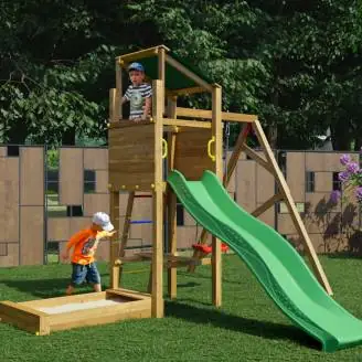 Playland Sunny TGG Play Holzspielplatz mit Rutsche, Schaukel und Sandkasten