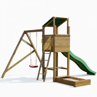 Playland Sunny TGG Play Holzspielplatz mit Rutsche, Schaukel und Sandkasten