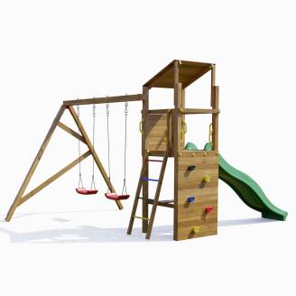 Holzspielplatz Playland FlipFlop TGG Play mit Rutsche, zwei Schaukeln und Klettergerüst
