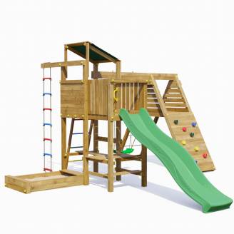 Holzspielplatz Playland Glee TGG Play mit Schaukel, Rutsche, Sandkasten, Klettergerüst und Picknicktisch