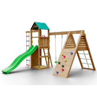 Holzspielplatz Woody Gym TGG Play mit Turm, Schaukel, Rutsche, Sandkasten und Klettergerüst