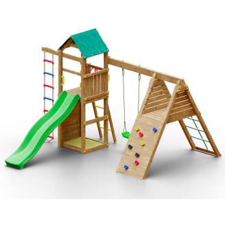 Holzspielplatz Woody Gym TGG Play mit Turm, Schaukel, Rutsche, Sandkasten und Klettergerüst
