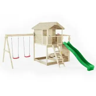 Fungoo Moonlight Holzspielhaus mit Rutsche und zwei Schaukeln