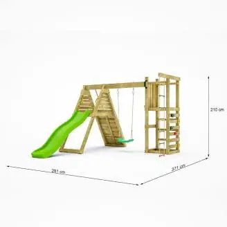 Fungoo Climber Gartenspielset aus Holz mit Klettergerüst, Rutsche und Schaukeln
