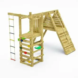 Fungoo Climber Gartenspielset aus Holz mit Klettergerüst, Rutsche und Schaukeln
