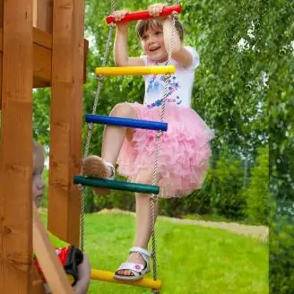 Fungoo Climber Gartenspielset aus Holz mit Klettergerüst, Rutsche und Schaukeln