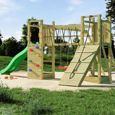 Fungoo Maxi Exposure Holzspielplatz mit Rutsche, Schaukeln, Brücke und Klettergerüst