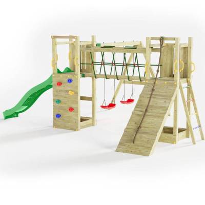 Fungoo Maxi Exposure Holzspielplatz mit Rutsche, Schaukeln, Brücke und Klettergerüst