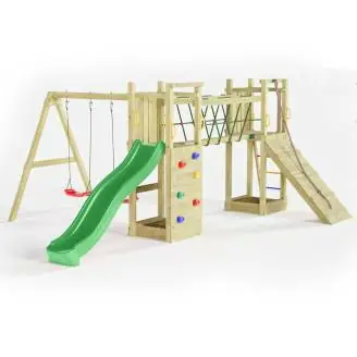Fungoo Maxi Exposure Holzspielplatz mit Rutsche, Schaukeln, Brücke und Klettergerüst