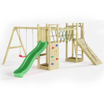 Fungoo Maxi Exposure Holzspielplatz mit Rutsche, Schaukeln, Brücke und Klettergerüst