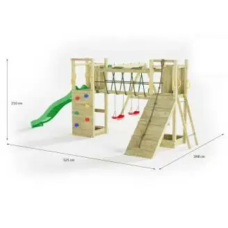 Fungoo Maxi Exposure Holzspielplatz mit Rutsche, Schaukeln, Brücke und Klettergerüst