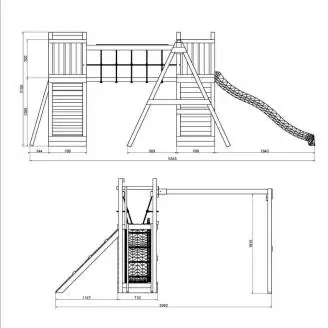 Fungoo Maxi Exposure Holzspielplatz mit Rutsche, Schaukeln, Brücke und Klettergerüst