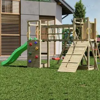 Fungoo Maxi Exposure Holzspielplatz mit Rutsche, Schaukeln, Brücke und Klettergerüst