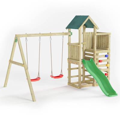 Fungoo Chester Holzspielplatz mit Rutsche, Schaukel und Klettergerüst