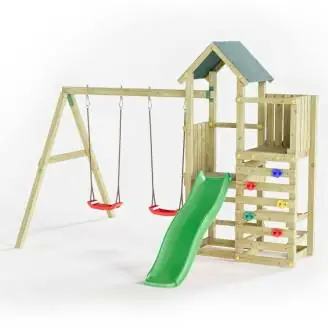 Fungoo Chester Holzspielplatz mit Rutsche, Schaukel und Klettergerüst