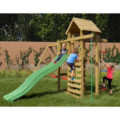 Fungoo Mixter Holzspielplatz mit Rutsche, Doppelschaukel und Klettergerüst