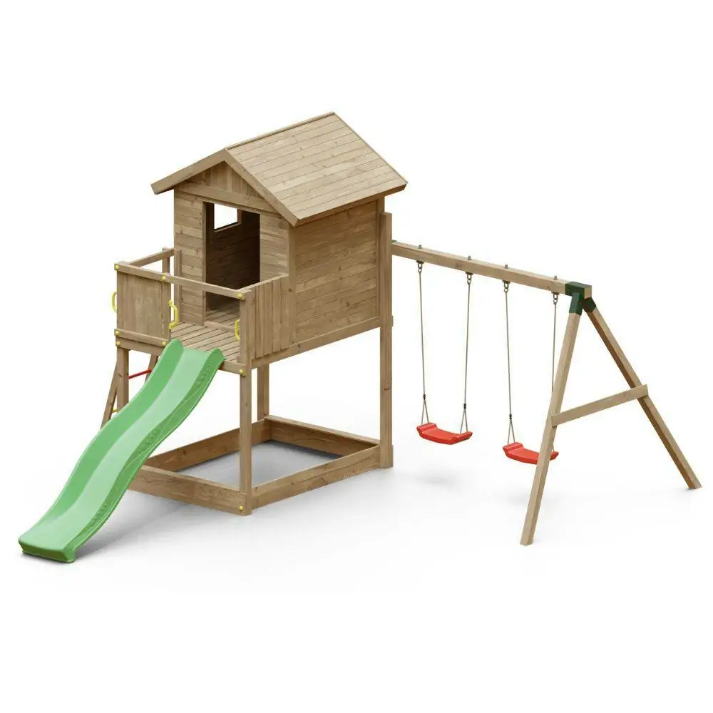 Fungoo GALAXY S Spielhaus mit Rutsche Holz Gartenspiele