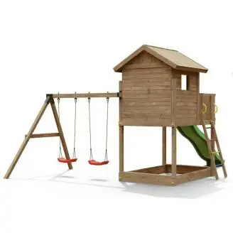 Fungoo GALAXY S Spielhaus mit Rutsche Holz Gartenspiele