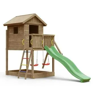 Fungoo GALAXY S Spielhaus mit Rutsche Holz Gartenspiele