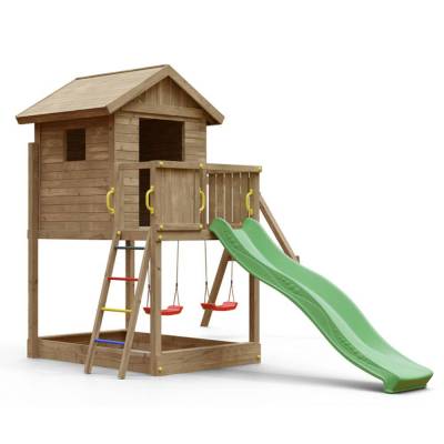 Fungoo GALAXY S Spielhaus mit Rutsche Holz Gartenspiele