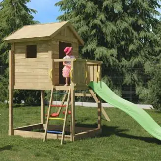 Fungoo GALAXY S Spielhaus mit Rutsche Holz Gartenspiele
