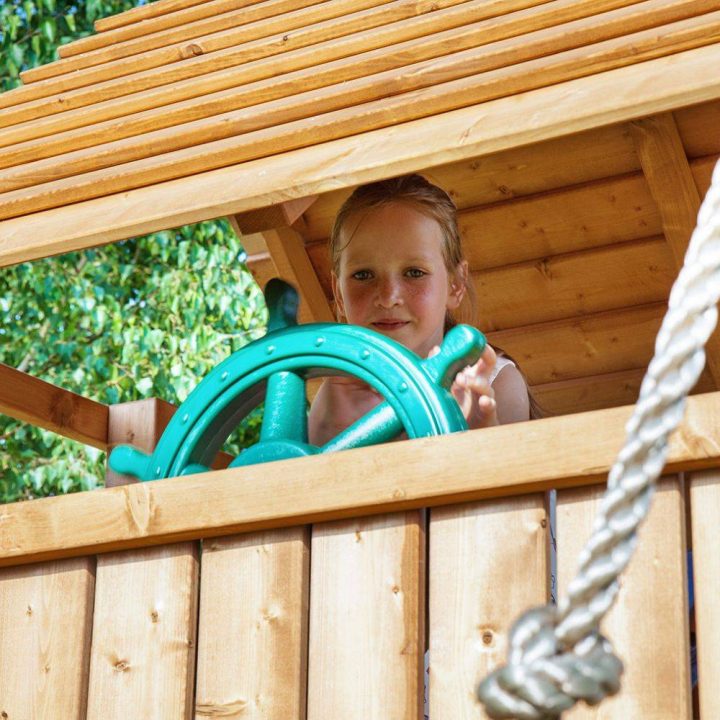 Fungoo FORTRESS Holzspielplatz mit Rutsche, Klettergerüst und Sandkasten