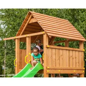 Fungoo FORTRESS Holzspielplatz mit Rutsche, Klettergerüst und Sandkasten