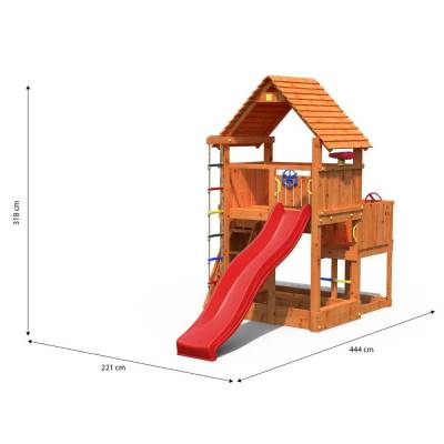 Holzspielplatz Fungoo BIG LEADER Haus, Rutsche, Klettergerüst, Sandkasten