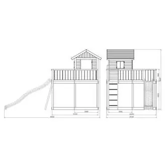 Fungoo MY SPACE XL Kinder-Gartenhaus mit Rutsche