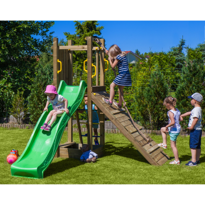 Funny 3 Holzspielplatz mit Klettergerüst, Sandkasten und Rutsche