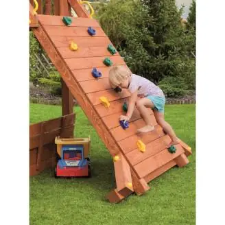 Fungoo Riesiges Teakholz-Spielhaus mit Rutsche, Klettergerüst und Sandkasten