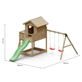 Fungoo GALAXY S Spielhaus mit Rutsche Holz Gartenspiele