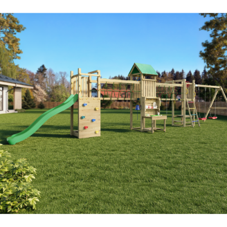 Fungoo Maxi Exposure Holzspielplatz mit Rutsche, Schaukeln, Brücke und Klettergerüst