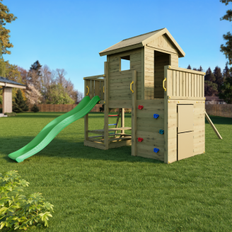 Spielhaus Fungoo Multifort mit Rutsche und Schaukeln
