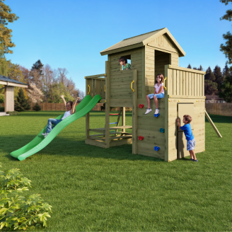 Spielhaus Fungoo Multifort mit Rutsche und Schaukeln