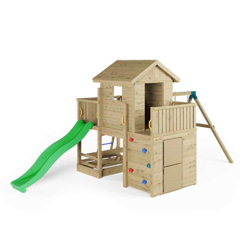 Spielhaus Fungoo Multifort mit Rutsche und Schaukeln