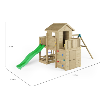 Spielhaus Fungoo Multifort mit Rutsche und Schaukeln