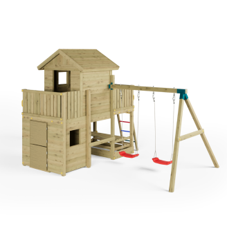 Spielhaus Fungoo Multifort mit Rutsche und Schaukeln