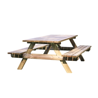 Happytime 35mm Holzbank Picknicktisch Biergartengarnitur für Garten und Terrasse 180 x 150 x 70 cm